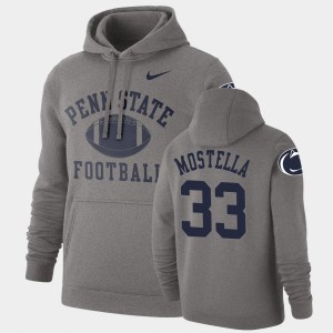 Men's Penn State Nittany Lions Retro Football Heathered Gray Bryce Mostella #33 Pullover Hoodie 375237-166
