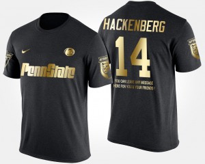 Men's Penn State Nittany Lions Gold Limited Black Christian Hackenberg #14 Short Sleeve With Message T-Shirt 799502-350