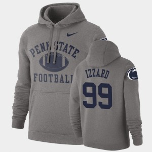 Men's Penn State Nittany Lions Retro Football Heathered Gray Coziah Izzard #99 Pullover Hoodie 400387-377