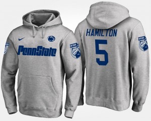 Men's Penn State Nittany Lions Name and Number Gray DaeSean Hamilton #5 Hoodie 488294-227