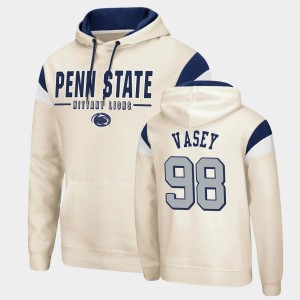 Men's Penn State Nittany Lions Fortress Cream Dan Vasey #98 Pullover Hoodie 153618-168