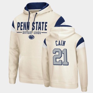 Men's Penn State Nittany Lions Fortress Cream Noah Cain #21 Pullover Hoodie 871907-934