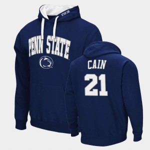 Men's Penn State Nittany Lions Arch & Logo 2.0 Navy Noah Cain #21 Pullover Hoodie 178439-564