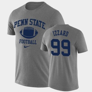 Men's Penn State Nittany Lions Retro Football Heathered Gray Coziah Izzard #99 Lockup Legend Performance T-Shirt 617643-138