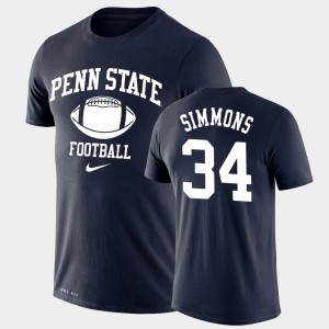 Men's Penn State Nittany Lions Retro Football Navy Shane Simmons #34 Lockup Legend Performance T-Shirt 166591-753