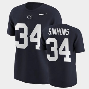 Men's Penn State Nittany Lions College Football Navy Shane Simmons #34 Name & Number T-Shirt 984870-338