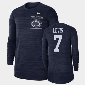 Men's Penn State Nittany Lions 2021 Sideline Velocity Navy Will Levis #7 Long Sleeve T-Shirt 325233-854