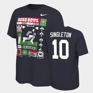 Men's Penn State Nittany Lions College Football Navy Nicholas Singleton #10 2023 Rose Bowl T-Shirt 595030-739