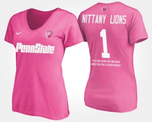 Women's Penn State Nittany Lions Name and Number Pink #1 No.1 Short Sleeve With Message T-Shirt 131557-969