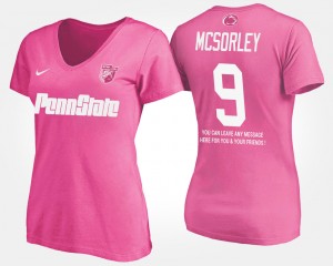 Women's Penn State Nittany Lions Name and Number Pink Trace McSorley #9 With Message T-Shirt 459751-149